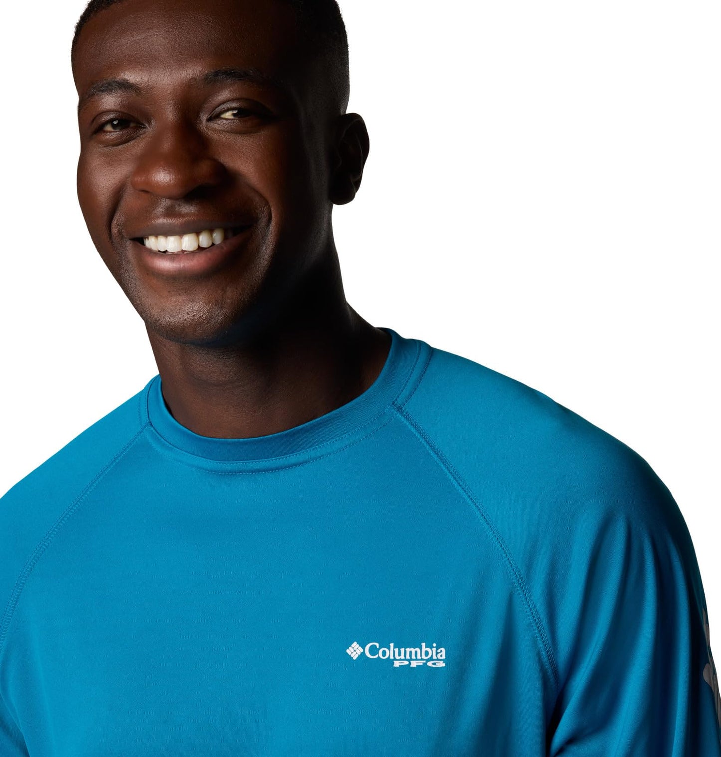 Columbia Men's PFG Terminal Tackle Long Sleeve Fishing Shirt, Blue Echo/White Logo, X-Large Tall