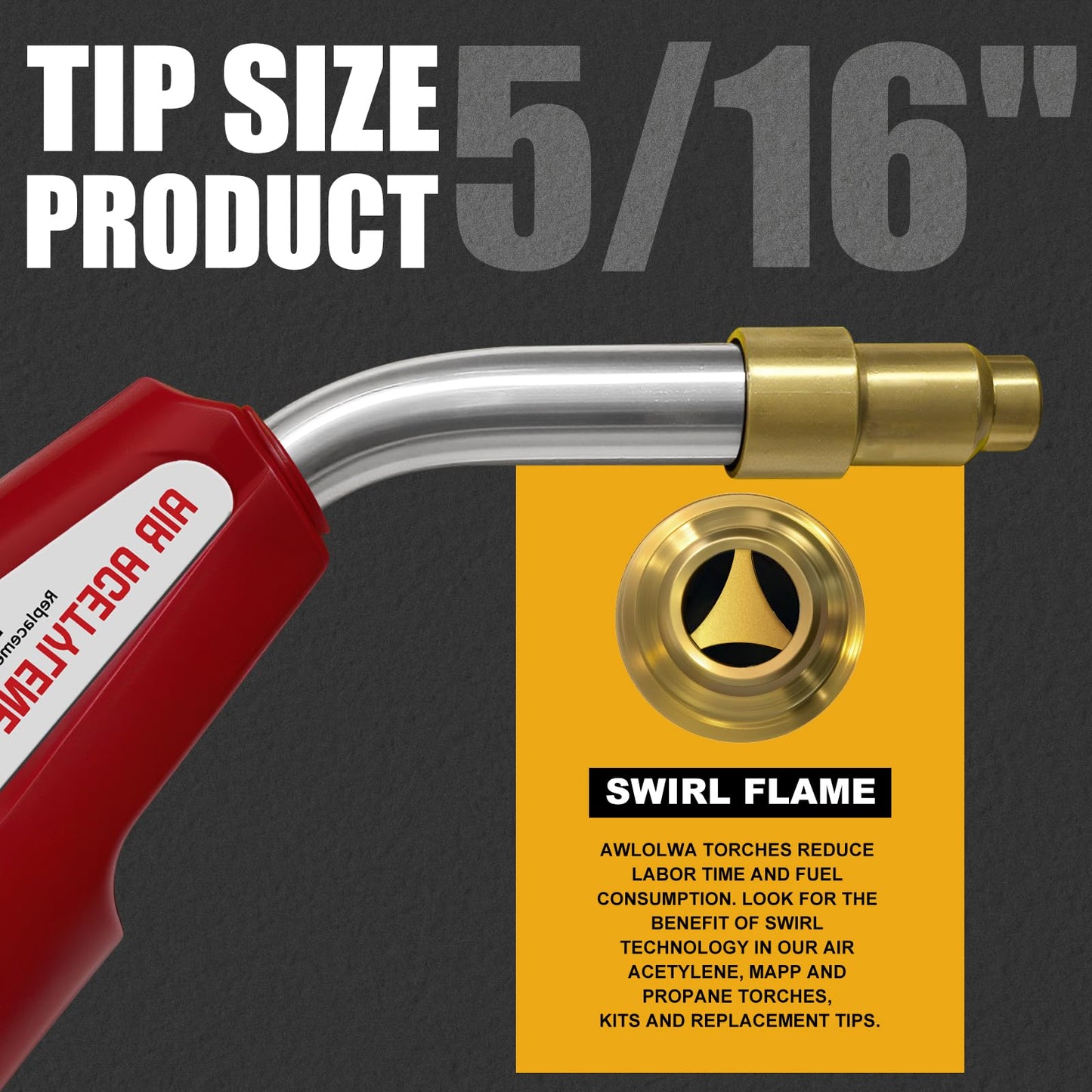 AWLOLWA Self Lighting PL-8A Tips, Air Acetylene, Swirl