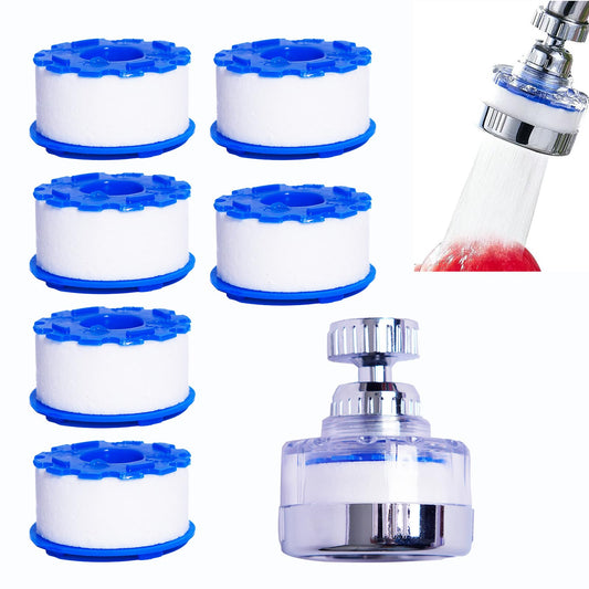 7Pcs Sink Water Filter Faucet with Cartridges, Universal 360 ° Rotating Kitchen Faucet Water Filter Removes Fluoride Heavy Metals Hard Water Compatible with Most Bathroom/Kitchen/Laundry Sink Faucets