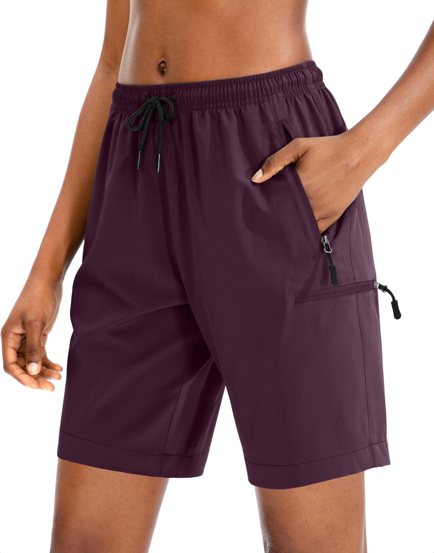 SANTINY Women's 5''/ 7''/9'' Hiking Cargo Shorts Quick Dry Lightweight Summer Shorts for Women Athletic Zipper Pockets(Dusty Purple_S)