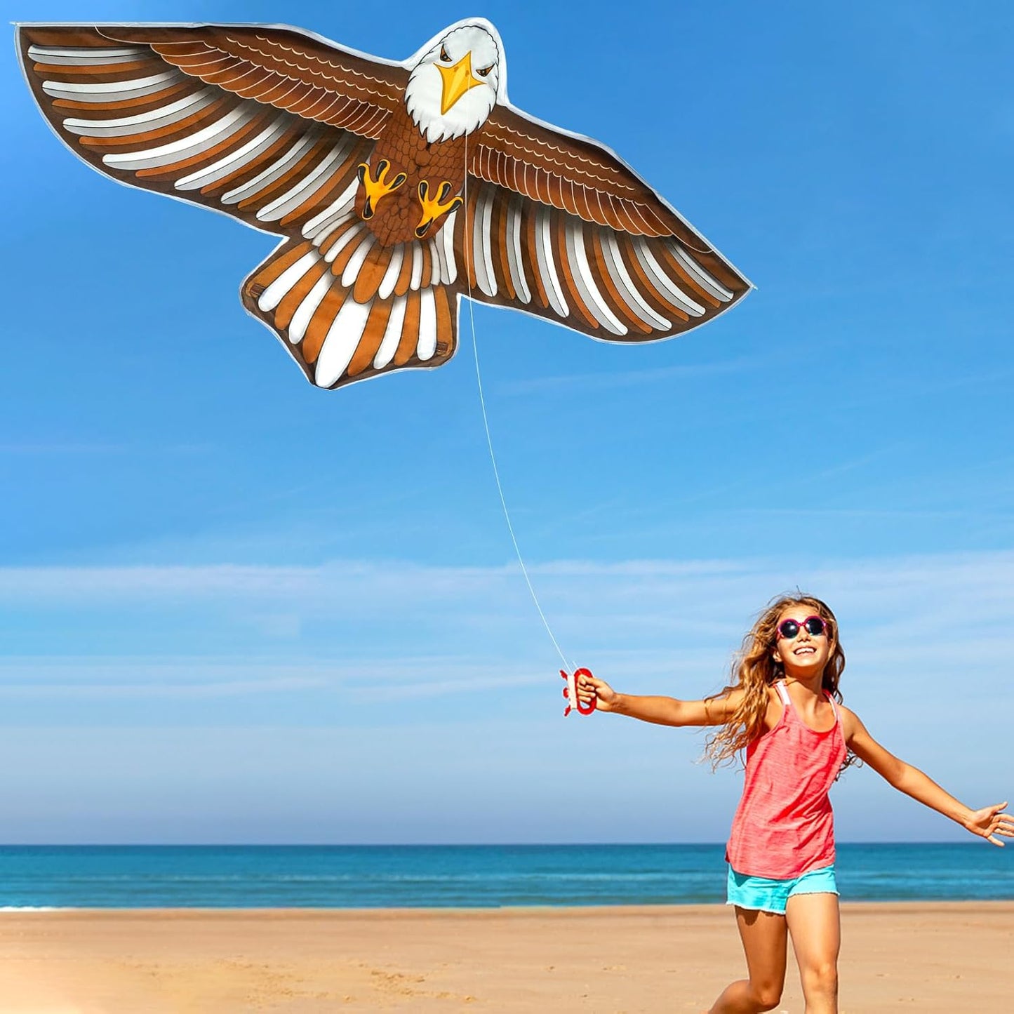 Patriotic Eagle & Dragon Kites by [Brand Name] - Easy to Fly Huge 2-Pack for Kids & Adults | 328FT String Included