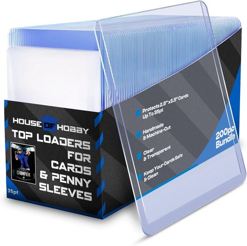 200pc Top Loaders | Hard Plastic Trading Card Protectors & Penny Sleeves Bundle - Ideal for Yu-Gi-Oh & Baseball Cards