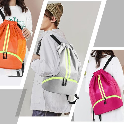 Hoedia Sports Drawstring Backpack - Waterproof Gym Bag with Shoe Compartment | Unisex Design