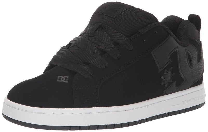 DC Men's Court Graffik Casual Skate Shoes Black/Black/White 11.5