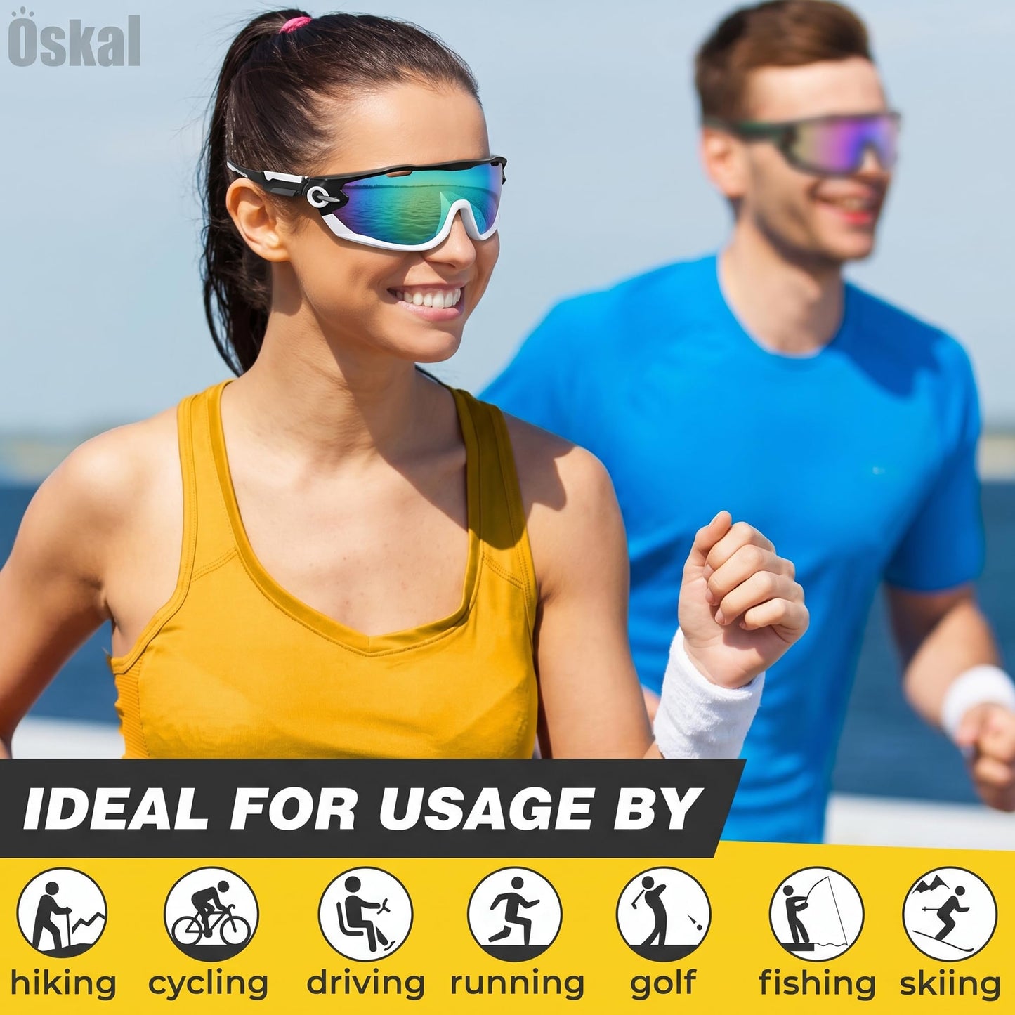 2 Pcs Running Glasses for Men and Women - Polarized Running Shades with Secure Fit, Scratch-Resistant Polycarbonate Lenses, Lightweight and Flexible Cycling Glasses for Running's, Tennis, and Fishing