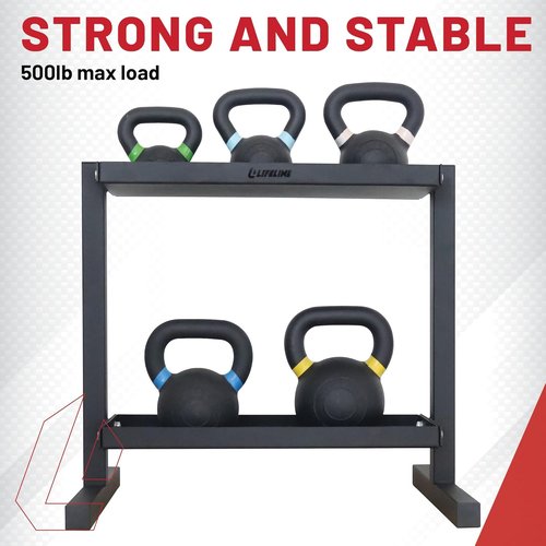 Lifeline Fitness Kettlebell Storage Rack - Durable Design for Organized Home Gym | Holds Multiple Sizes