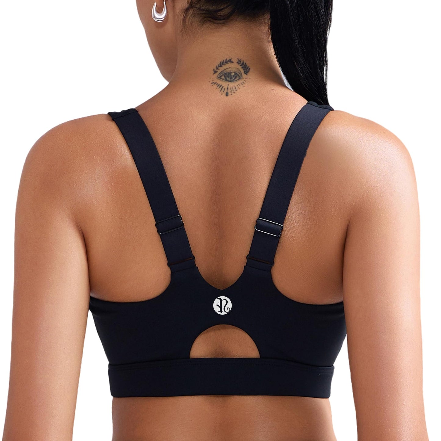 RUNNING GIRL High Impact Sports Bras for Women,Adjustable Molded Cup Black Sports Bra Workout Bra(WX3109Black_L)