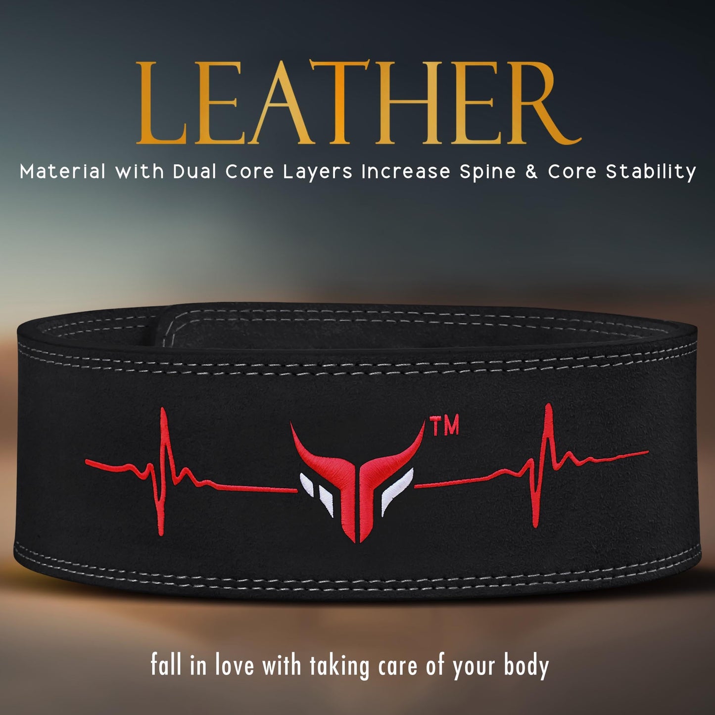 Mytra Fusion Gym Belt with Lever Buckle Weight Lifting Belt for Men and Women 4" wide Genuine Leather Powerlifting Belt for Gym, Training, Weightlifting, Bodybuilding Fitness and Workout (L, Black)