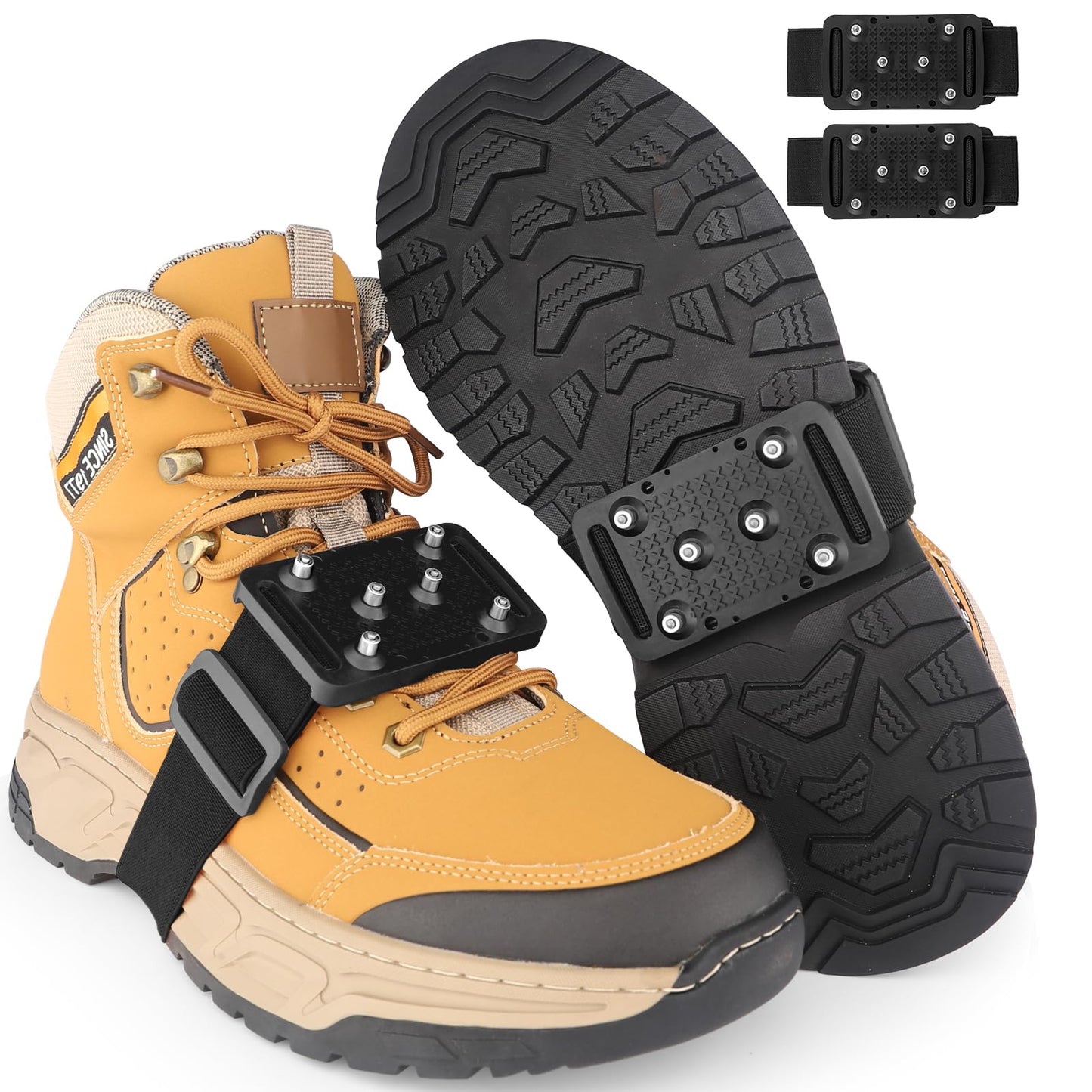 SYOURSELF Ice Cleats Crampons for Shoes and Boots, Rotatable Mid-Sole Traction Cleats Shoe Spikes for Snow and Ice, Non Slip Tungsten Spikes Ice Shoes Grippers for Men Women Winter Indoor/Outdoor