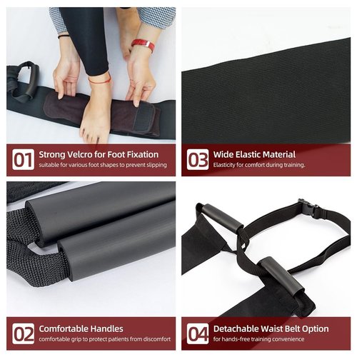 Stretch Bands for Exercise – Leg Stretching Strap for Physical Therapy, Hands-Free/Manual Options for Elderly Rehabilitation Bedridden Patients Lower Limb Myasthenia Surgery Recovery (2 Feet)