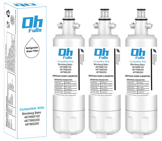 OHFULLS 3-Pack Water Filter Replacement 4874960100, Removes Organics, Particulates, Improves Taste, Reduces Odor