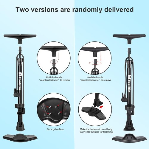 **TOOLITIN High-Pressure Bike Pump with Gauge - 160 PSI | Compatible with Presta & Schrader Valves**