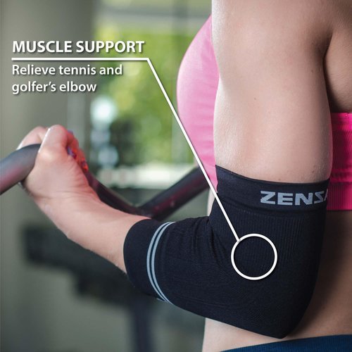 Zensah Compression Tennis Elbow Sleeve for Elbow Tendonitis, Tennis Elbow, Golfer's Elbow - Elbow Support, Elbow Brace (Small, Black)