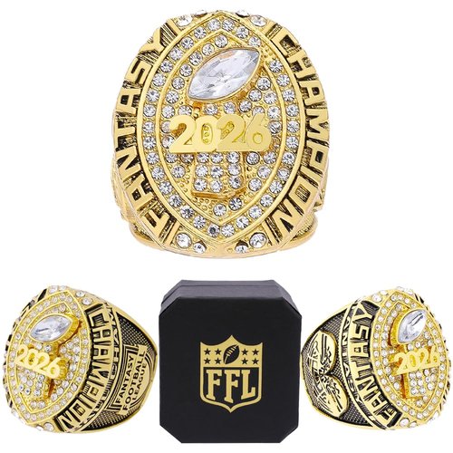 noblehead Fantasy Football Ring 2026 Heavy FFL Champion Trophy Ring Award Trophy for Fantasy Football League Winner (Size 9)