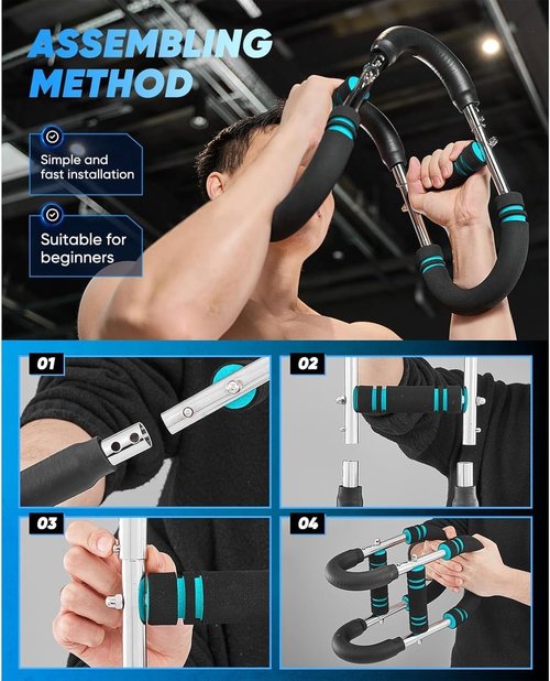 Twister Arm Trainer, Chest Workout Equipment 40-100lb Adjustable Arm Trainer, Twister Arm Trainer, Portable Power Twister Bar, Detachable Design Fitness Anywhere (Blue)