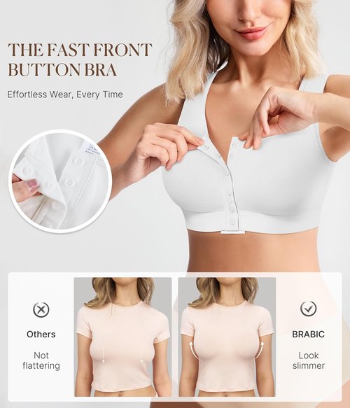 BRABIC Front Closure Compression Bra - Post Surgery Mastectomy Support | Full Coverage Wireless Design