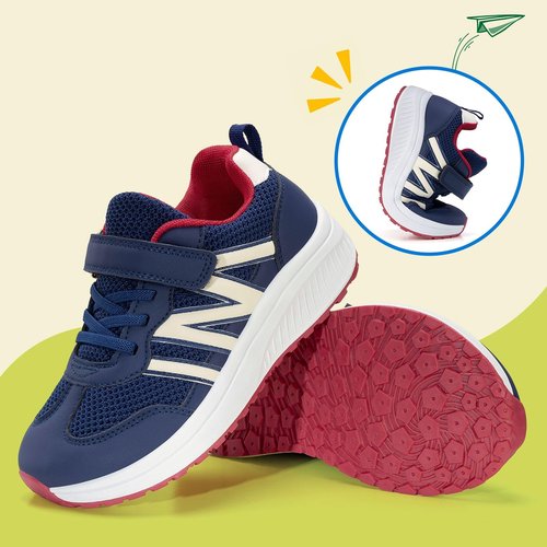 Geococcyx Boys Wide Toe Box Sneakers Girls Tennis Running Shoes Breathable Walking Trainers for Kids Deep Blue 12 Wide Little Kid