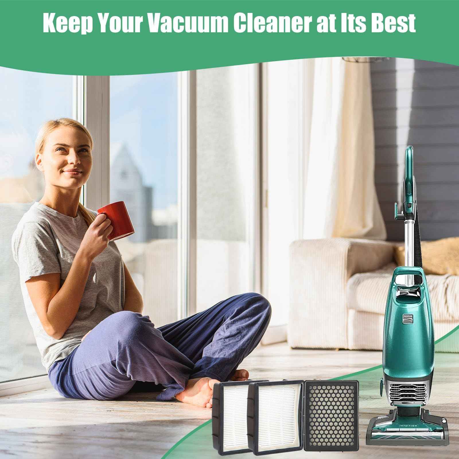 Alrens 3 Pack K3010 Replacement Vacuum Filter for Kenmore Upright Vacuum Cleaner BU4050, BU4022, BU4020, BU4018, BU3040, DU5080, DU5092, DU2015, DU2012, DU2001, Washable & Reusable