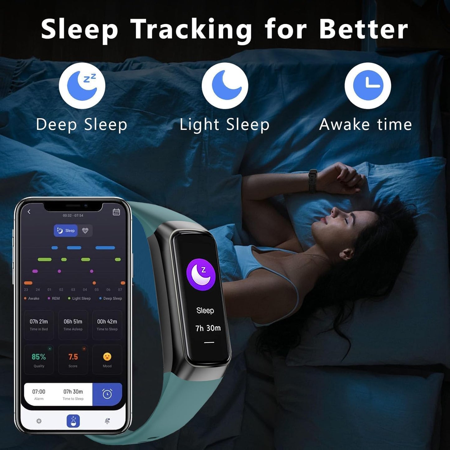 Skiennix Fitness Tracker - Heart Rate & Blood Oxygen Monitor | 20+ Sports Modes, Smart Watch for Android/iOS