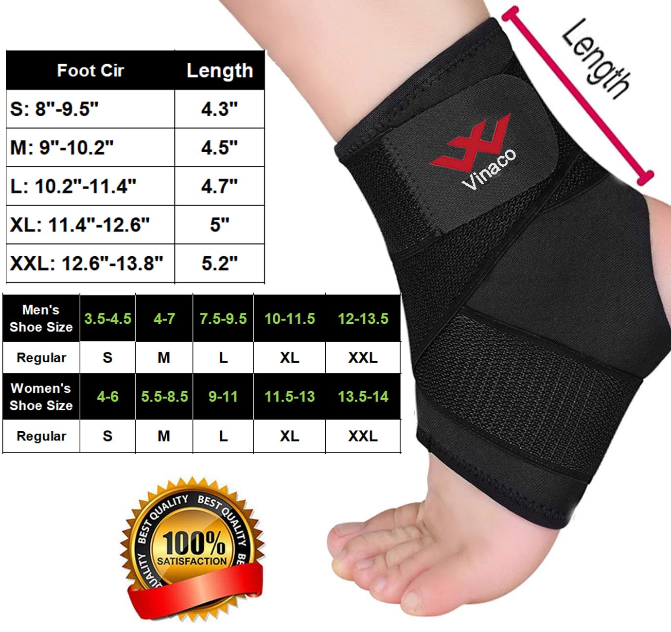 Vinaco Ankle Brace, 2 Pack Ankle Support for Sprained Ankle, Men & Women