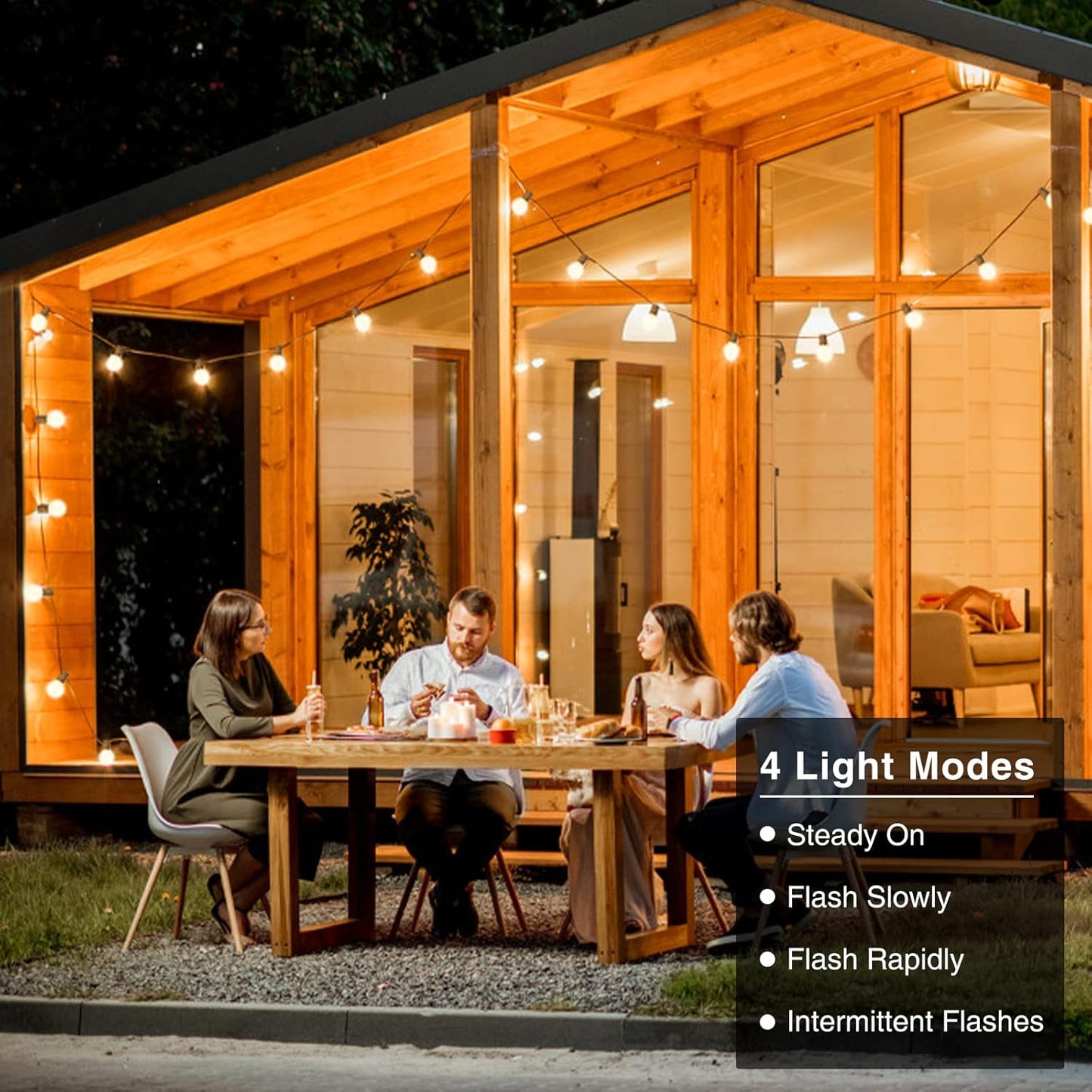100FT Solar Powered String Lights with Remote - Waterproof G40 Patio Lights, 30 Shatterproof Bulbs, 3 Modes for Camping & Backyard
