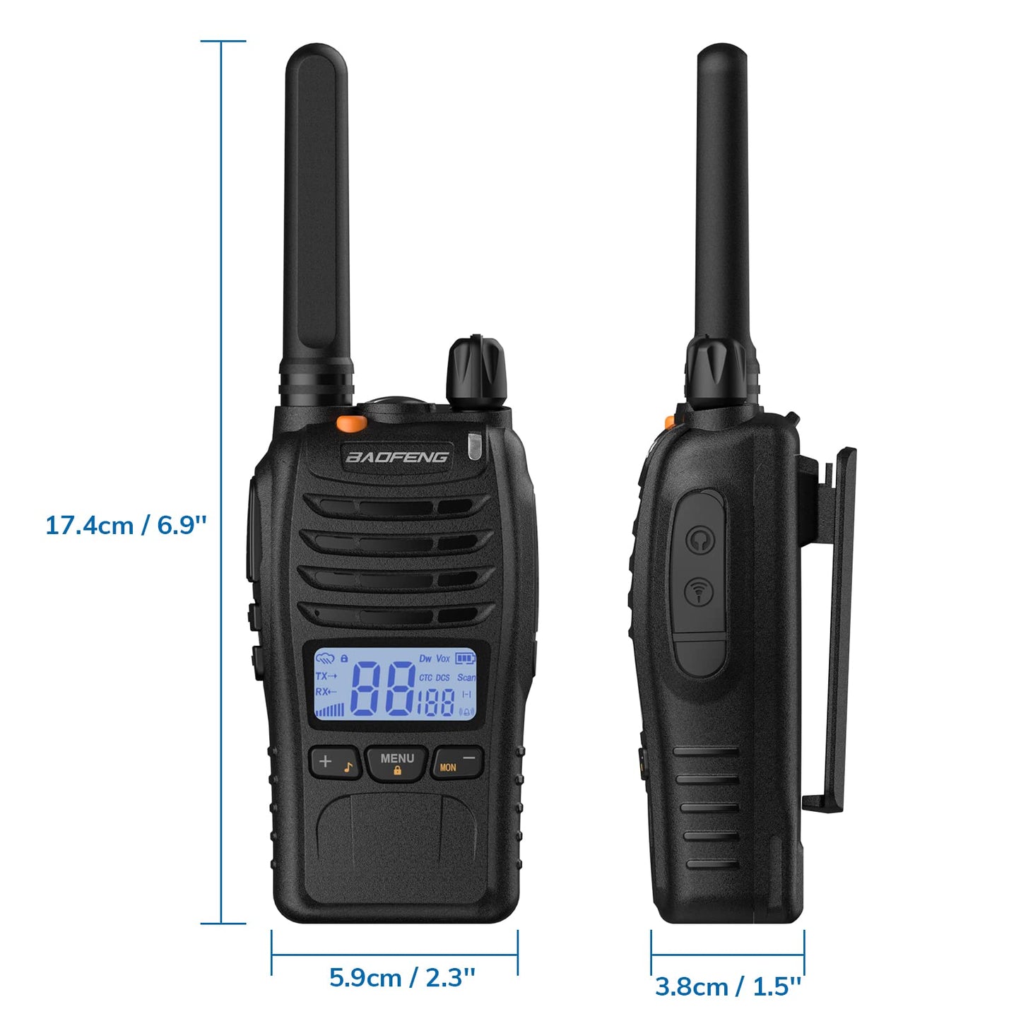 Baofeng BF-88ST Pro Walkie Talkies - 3 Pack, Long Range Radios Walkie Talkies for Kids and Adults, Upgraded from BF-88ST NOAA VOX Dual Watch, with Desktop Charger and Earpieces (Black)
