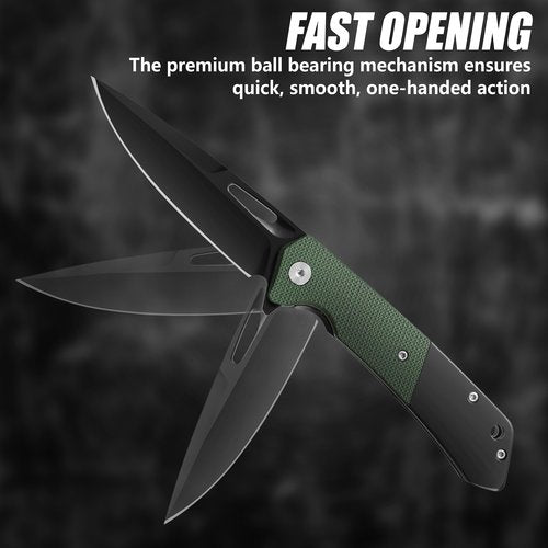FLISSA Folding Pocket Knife, SANDVIK 14C28N Blade Knife with Micarta-Steel Handle, Pocket Clip and Thumb Hole for EDC Camping Hiking Outdoor