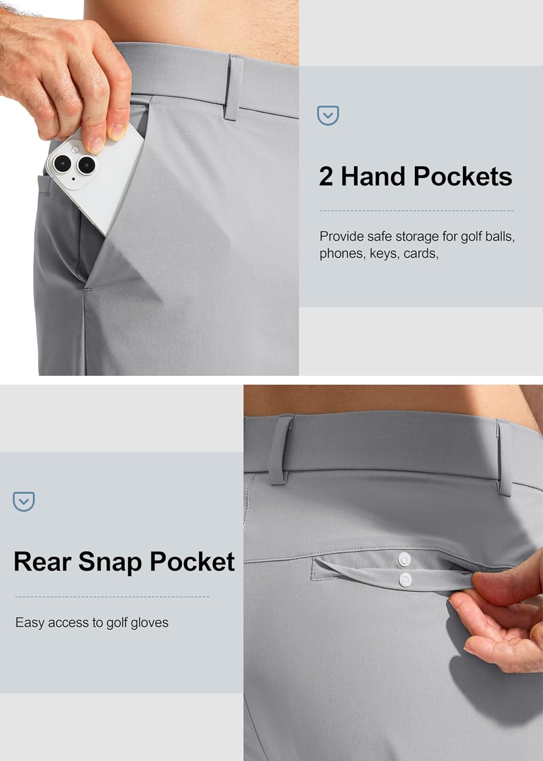 Pudolla Men's Golf Pants - Lightweight Quick-Dry Stretch Trousers | Comfy Casual Slacks with Pockets (30"/32"/34")
