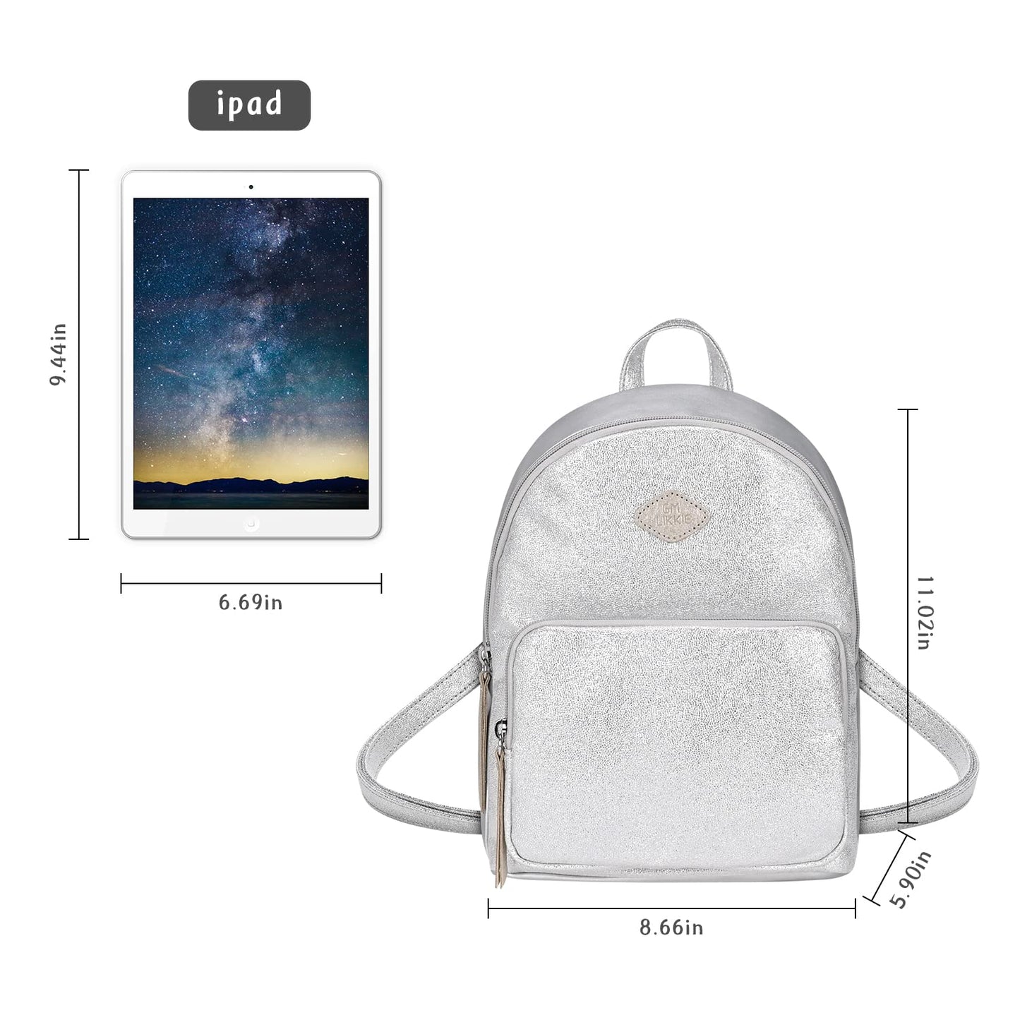 GM LIKKIE Glitter Fashion Backpack, Sequin Small Backpack, Mini Backpack for Women (Silver)
