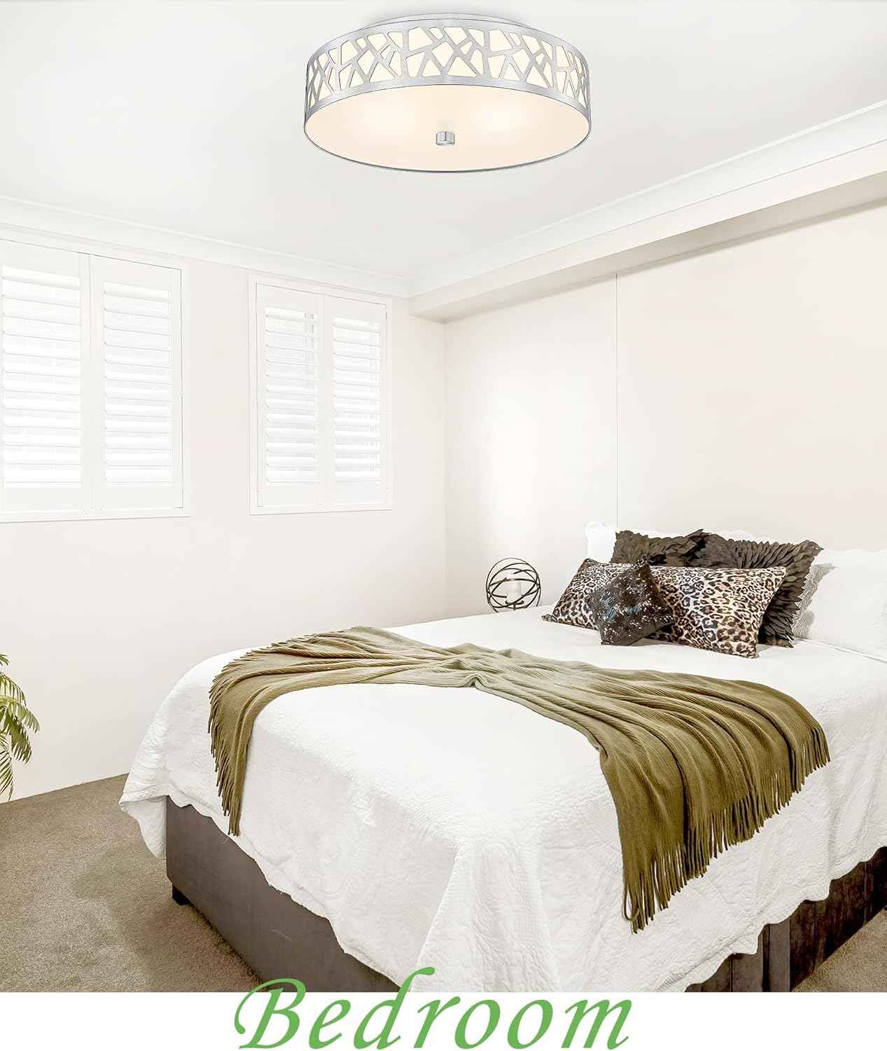 Flush Mount Ceiling Light Fixture 2-Pack - 12-Inch Oil Rubbed Bronze with Frosted Glass Shade for Bedroom, Hallway, Kitchen, Bathroom