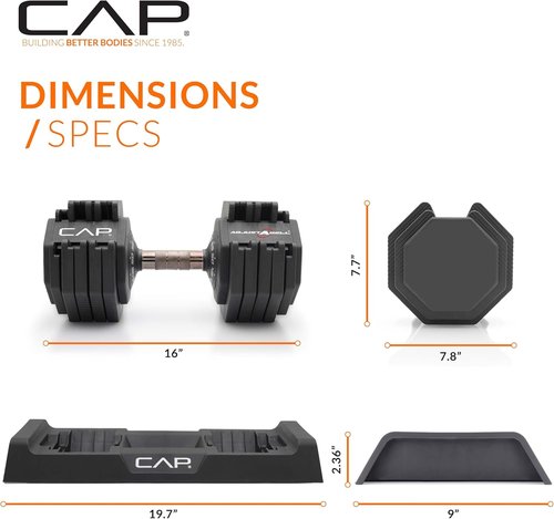 CAP ADJUSTABELL Adjustable Dumbbell Weights - Versatile Singles & Pairs | 12.5 lb, 25 lb & 55 lb Options