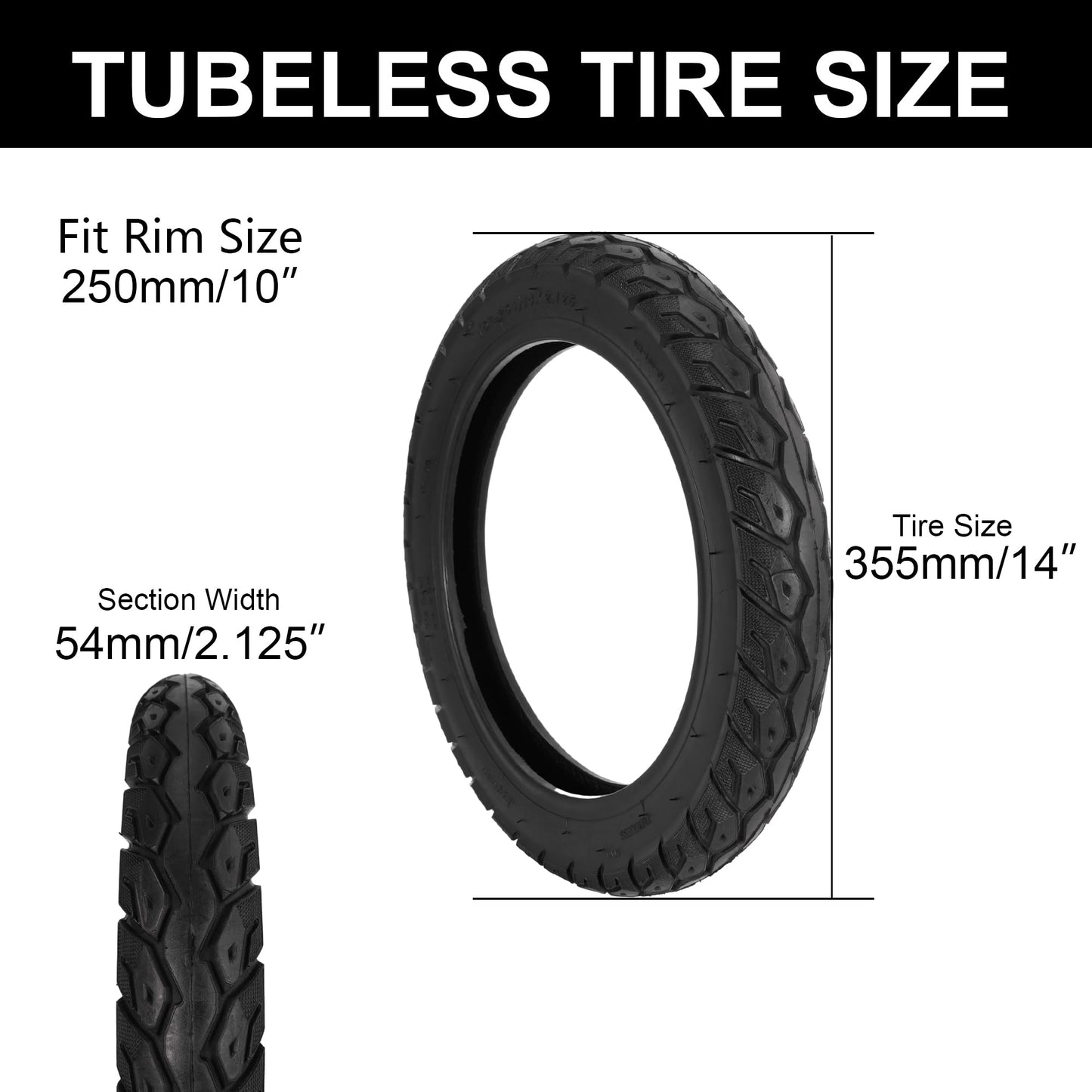 SOGIME 14X2.125 Electric Bike Tire Tubeless with Angled Valve, 14 inch E-Bike Tire Explosion-Proof for Electric Folding Bikes,E-Bikes and E-Scooters-2 Pack