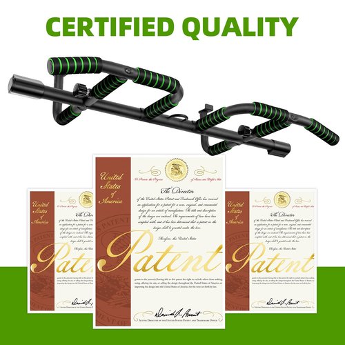 KUKZO Upgrade Pull Up Bar for Doorway with Ergonomic Grip, Max Load 440 lbs No Screws Pullup Bar for Home Gym Indoor Exercise Strength Training, Authorized Under US Patent
