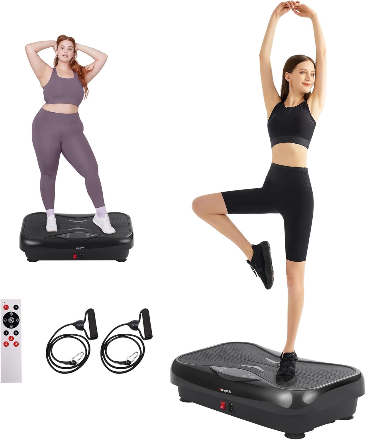 Skiennix Whole Body Vibration Plate - Power Vibrating Machine for Weight Loss & Lymphatic Drainage | Touch Screen & Resistance Bands