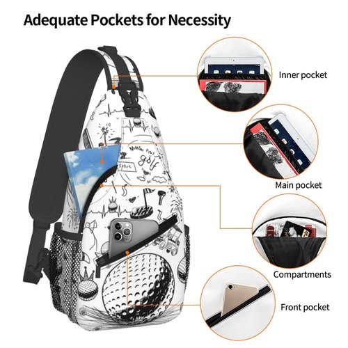 Golf Sling Bag Golf Balls Crossbody Backpack Sport Gym Chest Bags Hiking Travel Casual Daypack For Women Men Adults Gifts