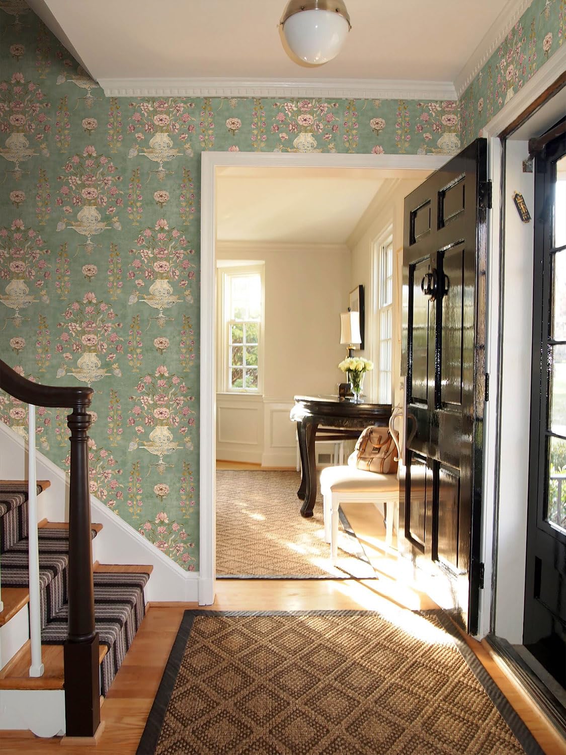 Orainege Floral Wallpaper Peel and Stick Wallpaper Modern Contact Paper 16.9in x 118.1in Self Adhesive Wall Paper for Bedroom Bathroom Shelf Liner Decor Removable