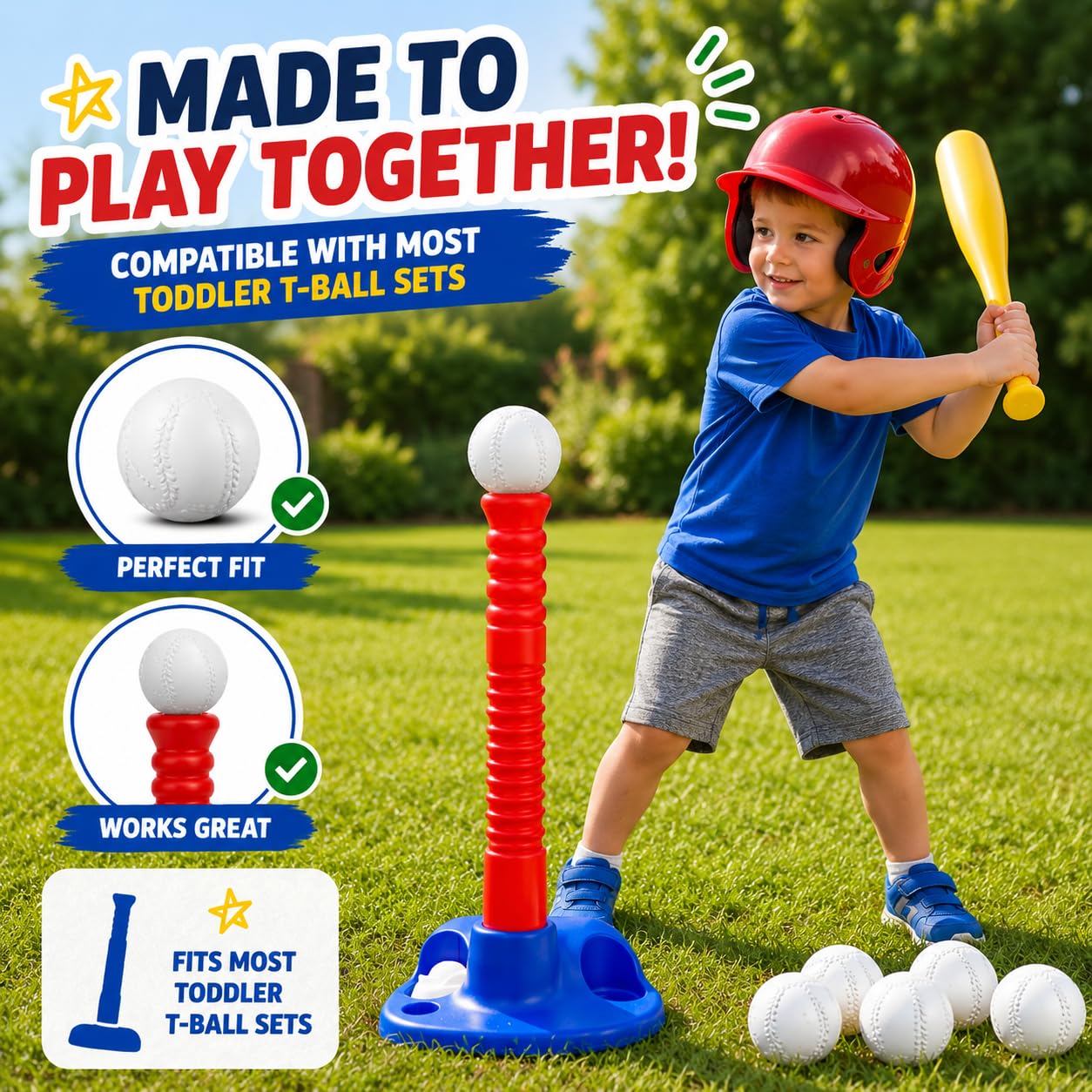 Liberty Imports 12 PCS Toddler & Little Kids Replacement T Ball Baseball Balls - Jumbo Plastic T-Balls with Mesh Bag, 3.5-inch Oversized Tballs for Totsports T-Ball Set, Softball, Training