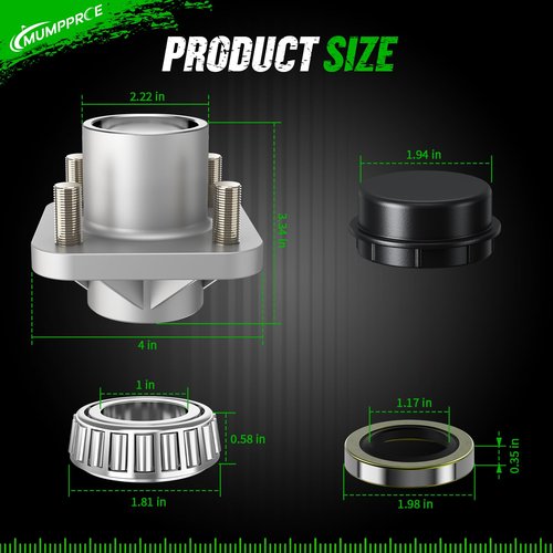 MUMPPRCE Golf Cart Front Wheel Hub Assembly for EZGO PDS & TXT/Medalist 2001-2013, EZGO Front Wheel Bearings with Dust Cover Fits Gas or Electric Golf Carts, OEM# 70895G01,L44643, 2PCS