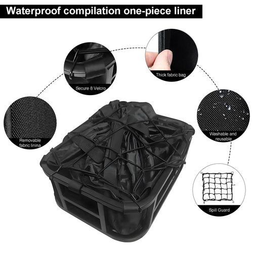 WCYQONOO Large Rear Bike Basket with Cargo Net, Liner & Waterproof Cover - Heavy Duty Rack for Carry Groceries, Balls, Pet Dogs on Bicycle & E-Bikes,Travel and Commuting Use,Capacity: 30 Liter