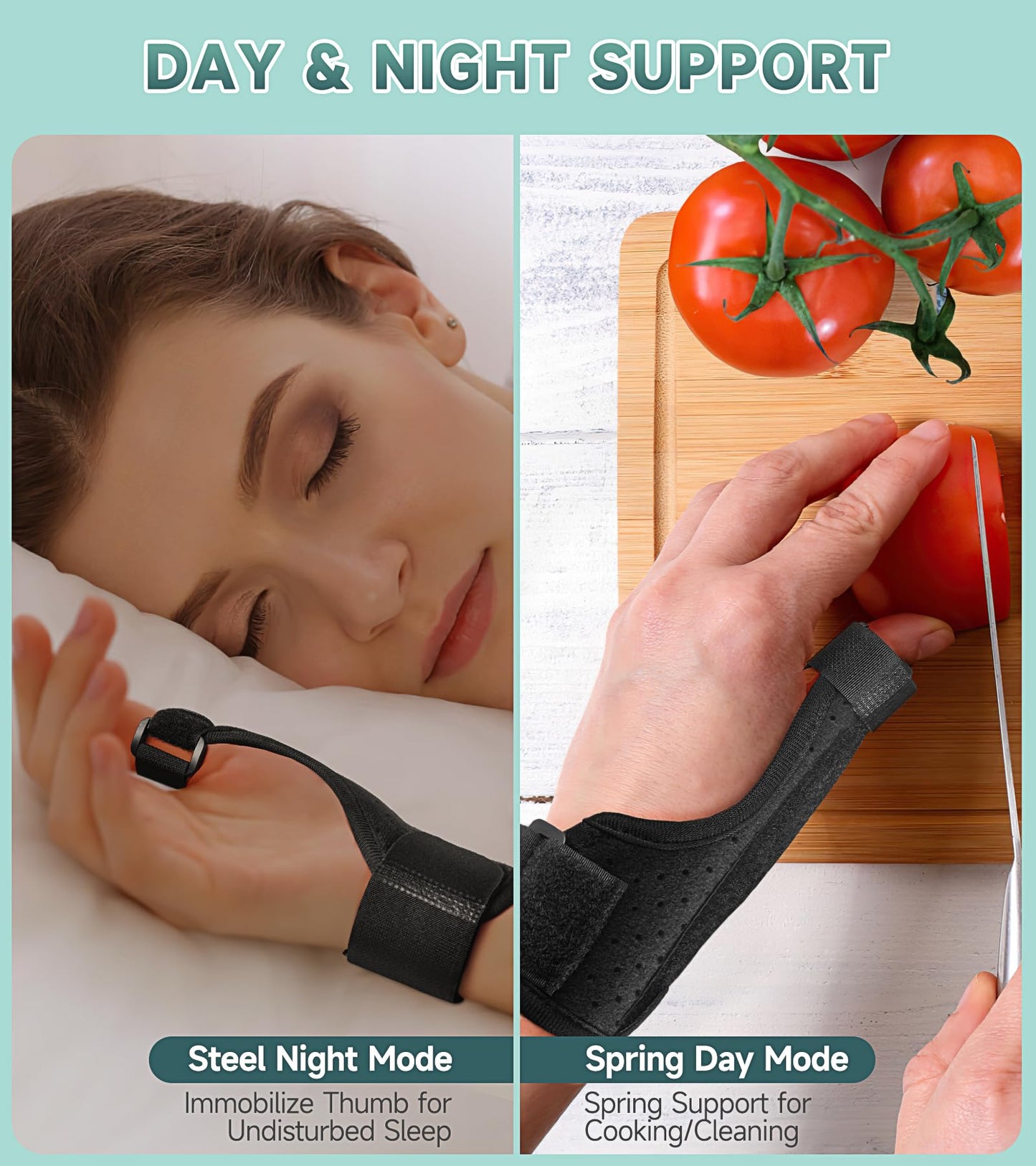 Thumb Brace Right Left Hand - Choose Spring Stabilizer or Aluminum Spica Splint Support for Arthritis,Trigger Finger,Tendonitis,CMC Joint Pain Relief, Adjustable Wrist/Finger Strap for Women Men