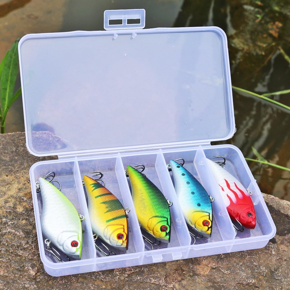 Sougayilang Fishing Lures - Life-Like Hard Bait Minnow VIB with Treble Hook | Perfect for Bass, Trout, Walleye