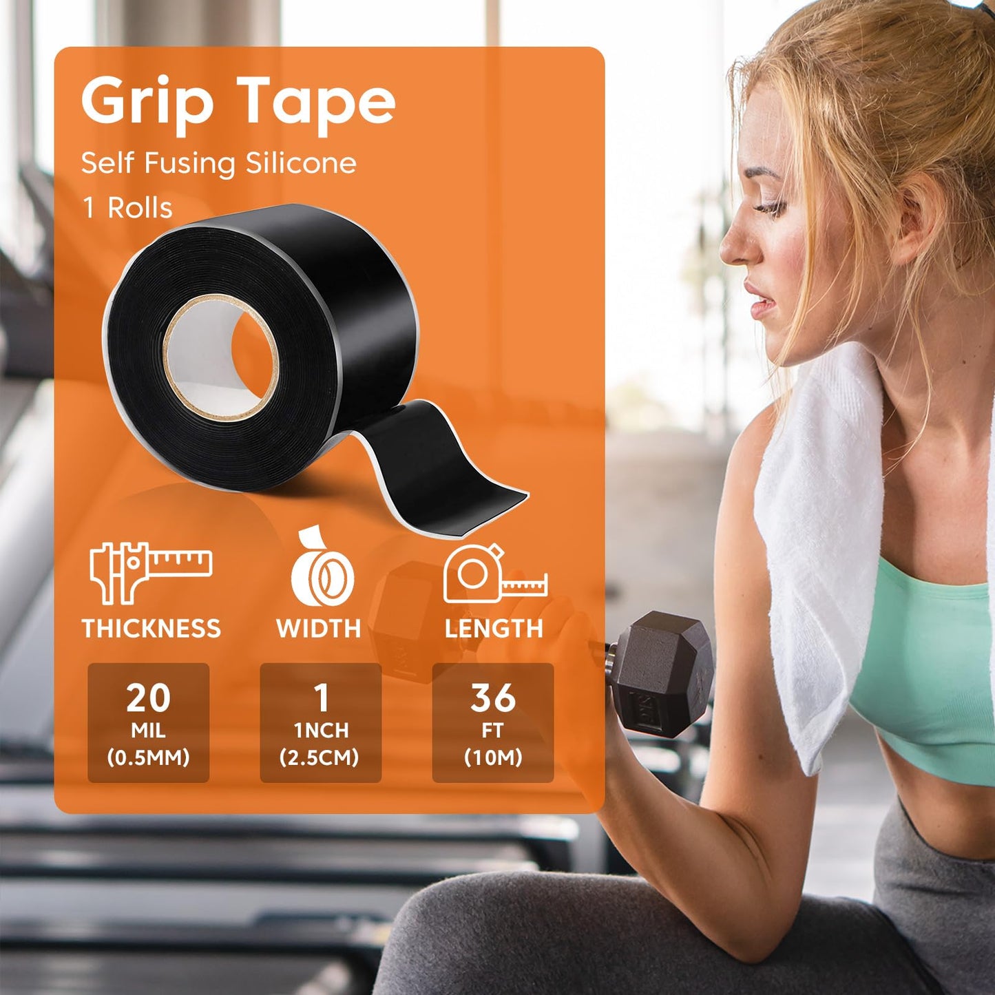 Antswish Grip Tape - Self Fusing Silicone Tape, 36FT Rubber Grip Wrap for Pull Up Bars, Handlebar Tape, Barbells, Dumbbells, Gym Equipment, Bike Handles, Tools