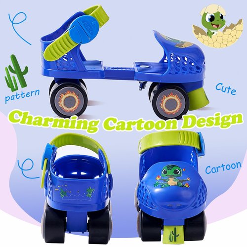 Kids Roller Skates for Girls and Boys Age 2-4 Years Old,Adjustable Quad Toddler Children Beginner Roller Skates (Blue)