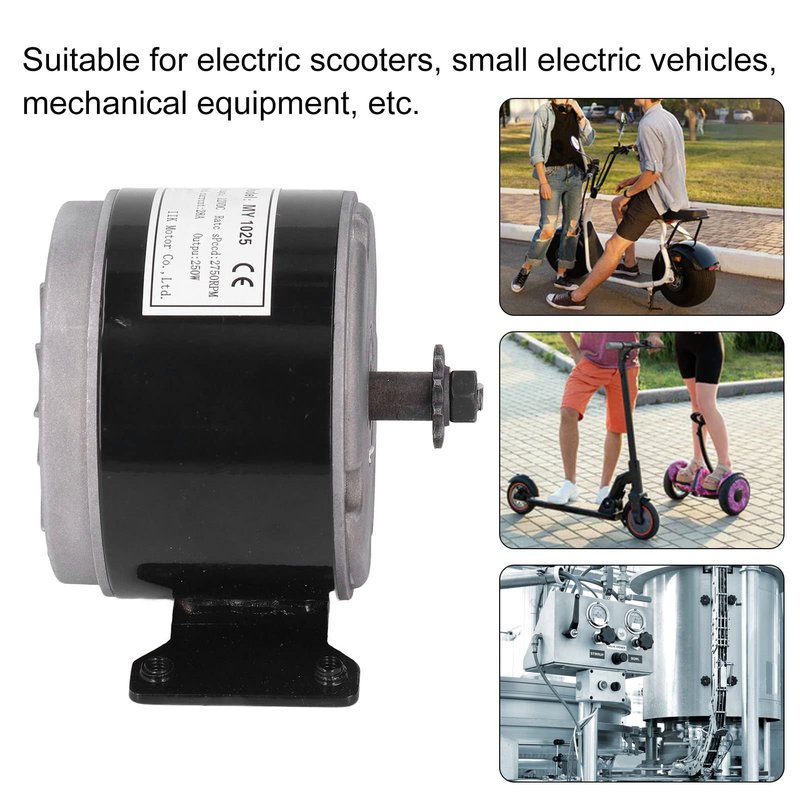 High Speed Brushed DC Motor,MY1025 12V 250W Brushed DC Motor 2750rpm High Efficiency Aluminum DC Electric Motor for Electric Scooter