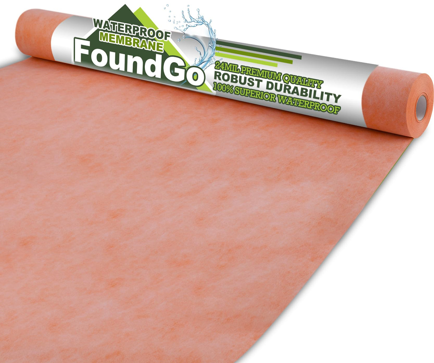 Foundgo 328 Sq Ft/ 39.3inch*100ft Waterproof Membrane for Shower 24mil Waterproofing Membrane Roll, Shower Waterproof Membrane Band, 100% Water Proof Strip for Sauna Bathroom Kitchen Walls Corners