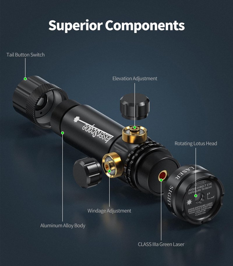 Feyachi GL-6 Tactical Green Laser Sight with Picatinny Rail Mount and Barrel Mount Include Pressure Switch