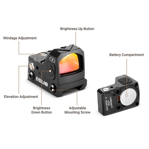 ESSLNB 2MOA Red Dot Sight, Reflex Sight, Red Dot Scope with Shake Awake and 12 Brightness Adjustment for 20mm/22mm Picatinny Rail Mount