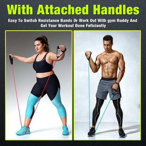Leyndo 5 Pcs Exercise Resistance Bands with Handles Physical Resistance Tube Workout Bands with Door Anchor for Men Women Muscle Toning Strength Training(10-30 Lbs)