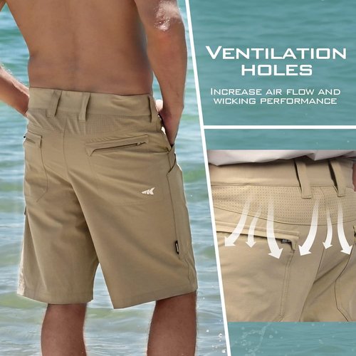 KastKing Rekon Men's Fishing Cargo Shorts - Quick Dry Casual Hiking & Tactical Travel Wear