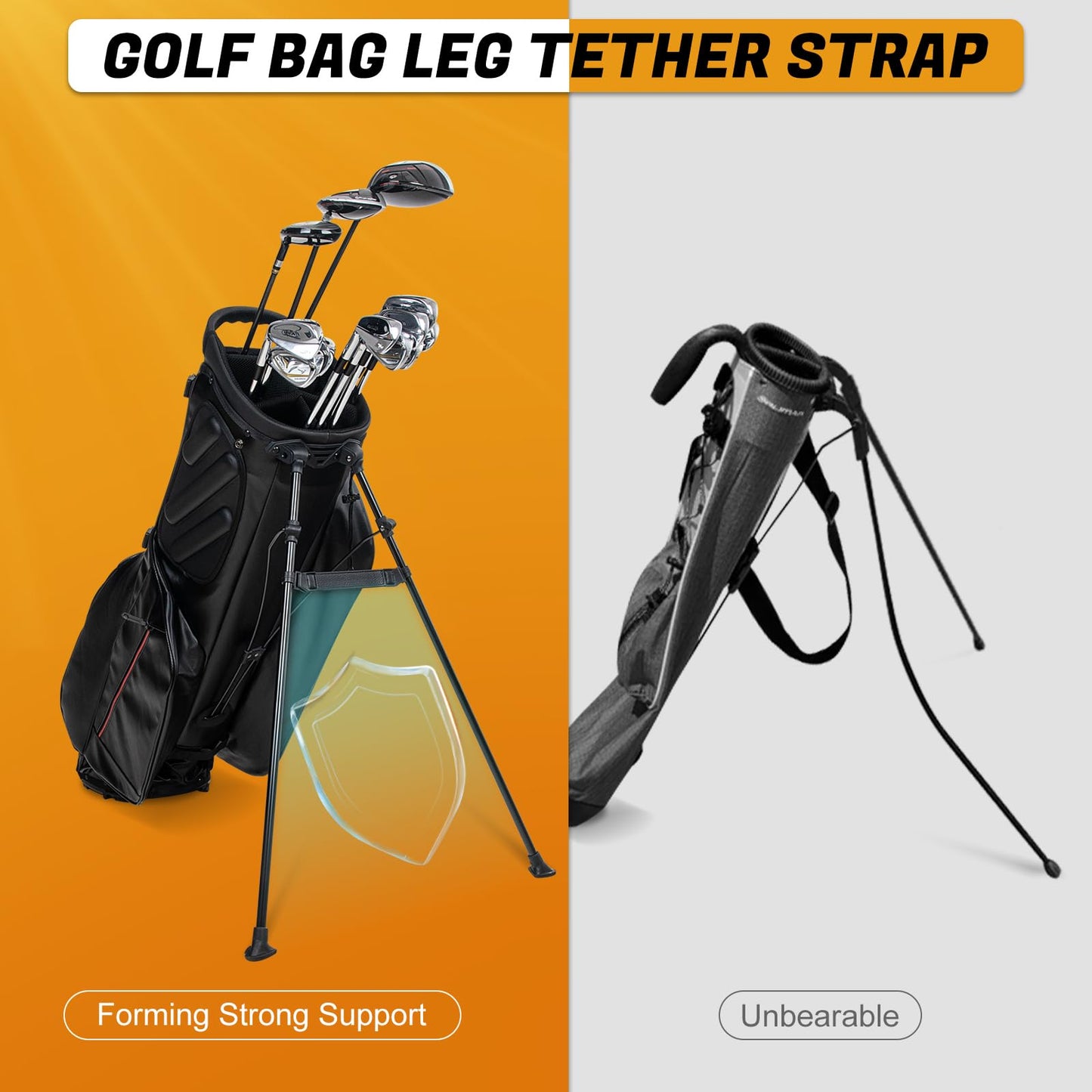 LZFAN Golf Bag Accessories Golf Bag Leg Tether Strap Golf Stand Bag, Stabilized Golf Club Bag Holder,Golf Equipment Golf Bag Holder Does Not Slip
